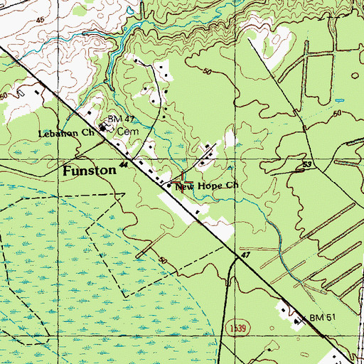 Topographic Map of New Hope Church, NC