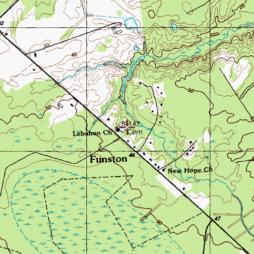 Topographic Map of Lebanon Church, NC