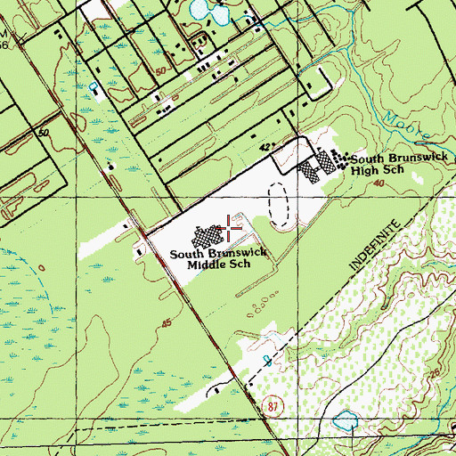 Topographic Map of South Brunswick Middle School, NC