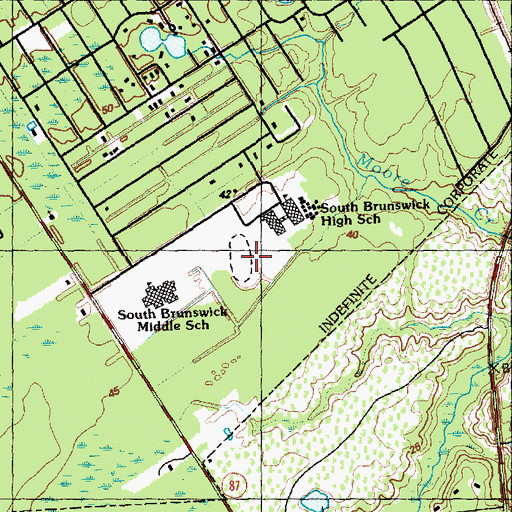 Topographic Map of South Brunswick High School, NC