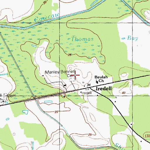 Topographic Map of Manley Bennett Cemetery, NC