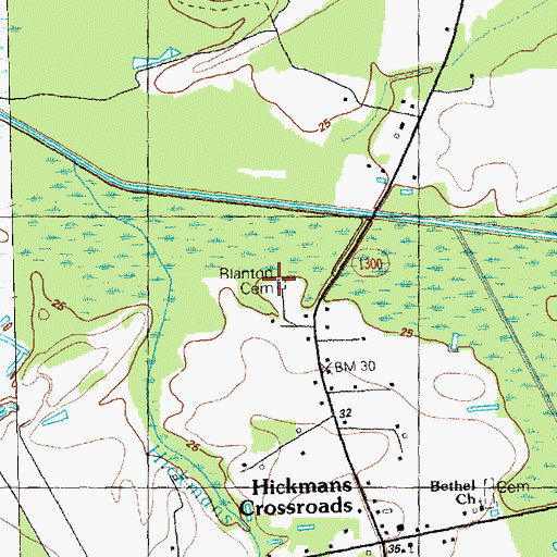 Topographic Map of Blanton Cemetery, NC