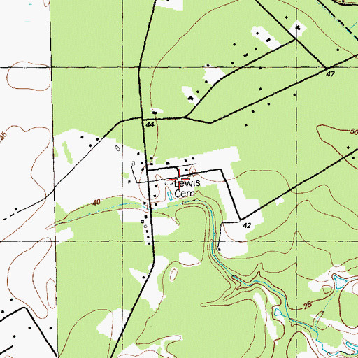 Topographic Map of Lewis Cemetery, SC