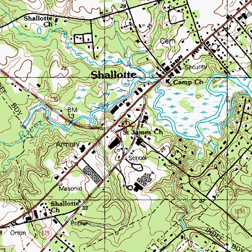 Topographic Map of Saint James Church, NC