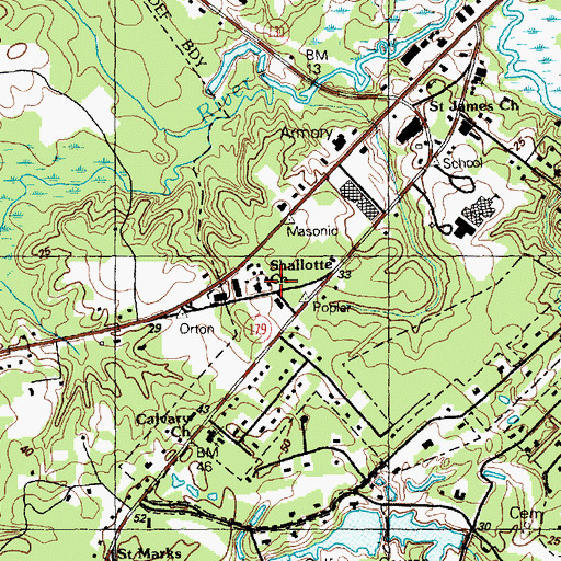 Topographic Map of Shallotte Church, NC