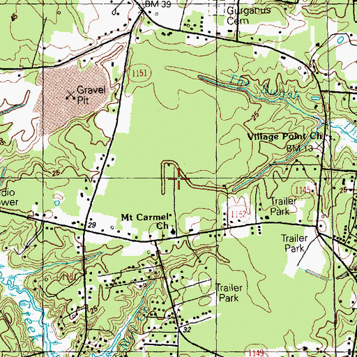 Topographic Map of Mount Carmel Church, NC