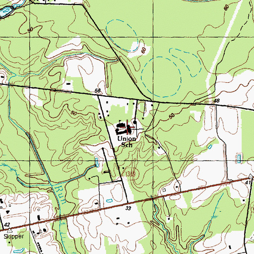 Topographic Map of Union School, NC