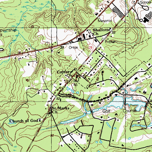Topographic Map of Calvary Church, NC
