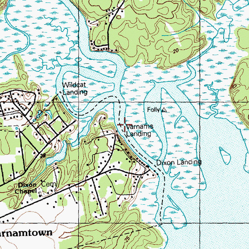 Topographic Map of Varnams Landing, NC