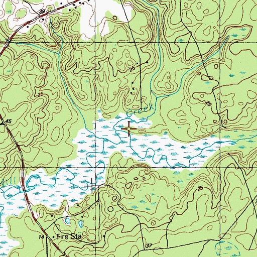 Topographic Map of Mercers Mill Pond, NC