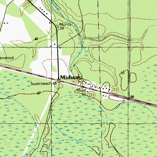 Topographic Map of Midway, NC