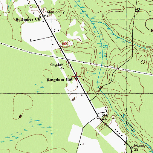 Topographic Map of Kingdom Hall, NC
