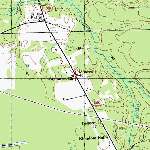 Topographic Map of Saint James Church, NC
