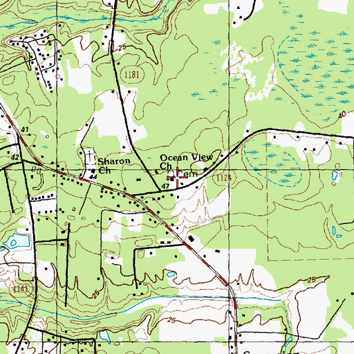 Topographic Map of Ocean View Church, NC