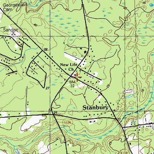 Topographic Map of New Life Church, NC