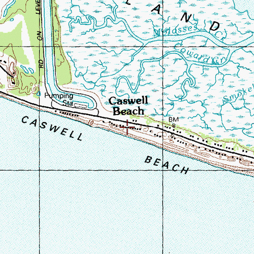 Topographic Map of Caswell Beach, NC