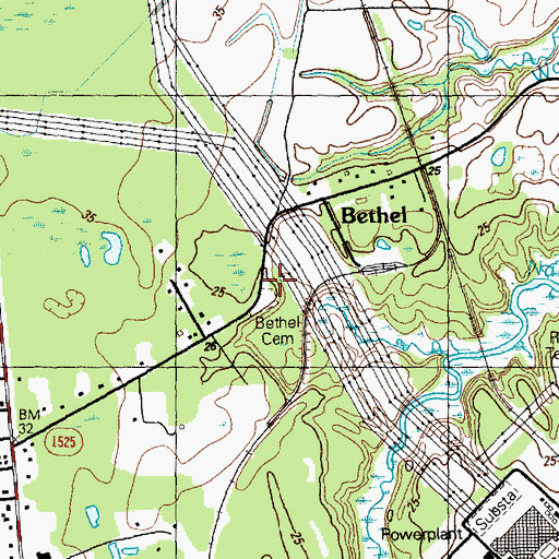 Topographic Map of Bethel Cemetery, NC