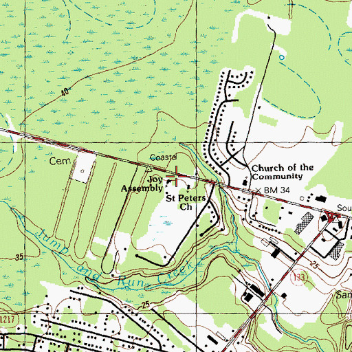 Topographic Map of Joy Assembly, NC