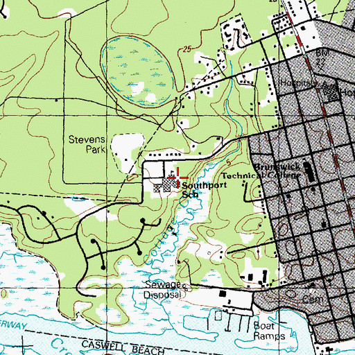 Topographic Map of Southport Primary School, NC