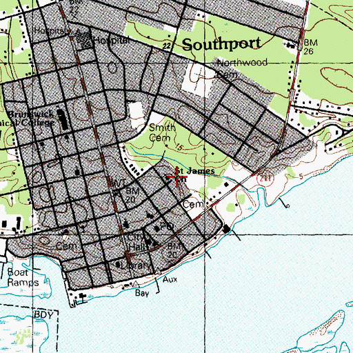 Topographic Map of Saint James Church, NC