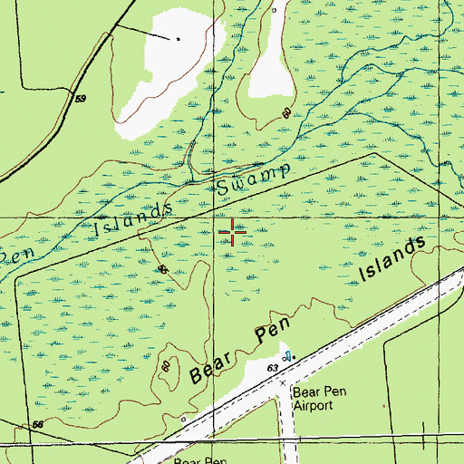 Topographic Map of Bear Pen Islands Swamp, NC