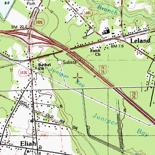 Topographic Map of Juniper Bay, NC