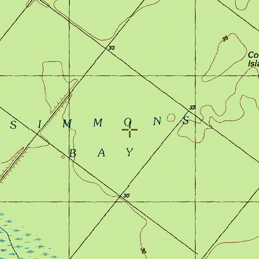 Topographic Map of Simmons Bay, NC