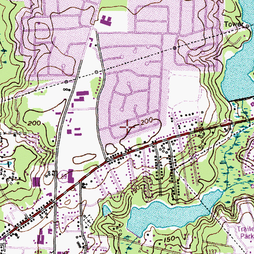 Topographic Map of Woods Edge, NC