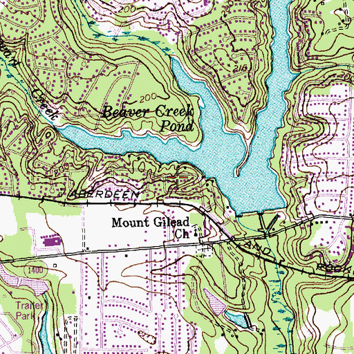 Topographic Map of Waters Edge, NC