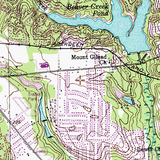 Topographic Map of Mayfair, NC