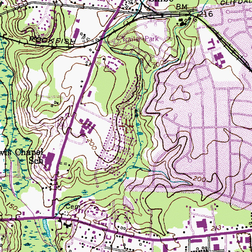 Topographic Map of Chestnut Hills, NC