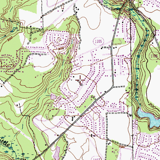 Topographic Map of Bluesprings Woods, NC