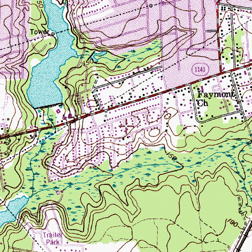 Topographic Map of Woodlea, NC