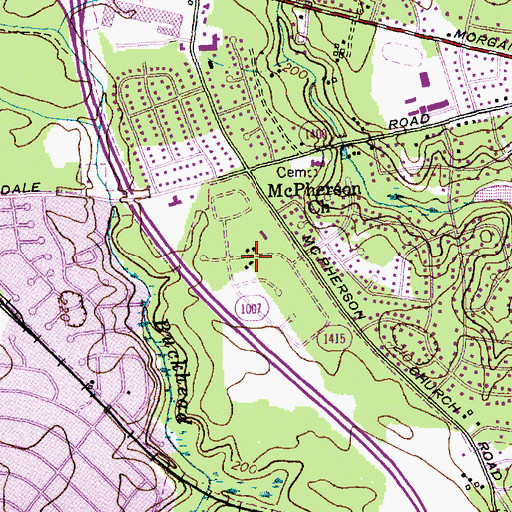 Topographic Map of Kingsford, NC