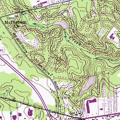 Topographic Map of McPherson Estates, NC