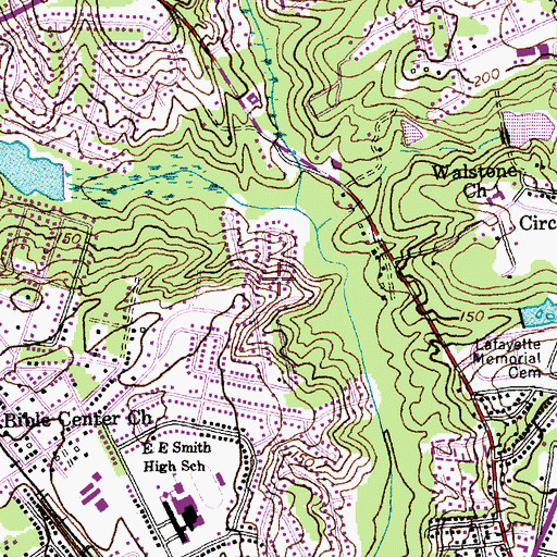 Topographic Map of Broadell, NC