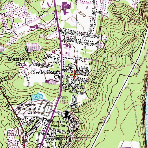 Topographic Map of Myrtle Hill, NC