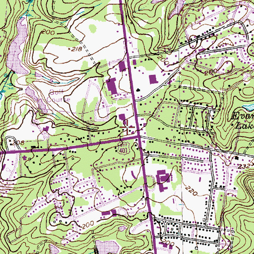 Topographic Map of The Greens, NC