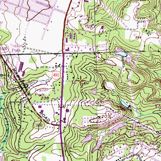 Topographic Map of Oakland, NC
