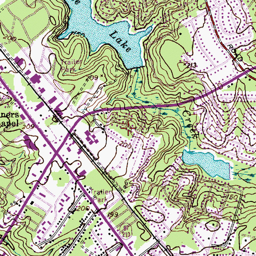 Topographic Map of Lakecrest, NC
