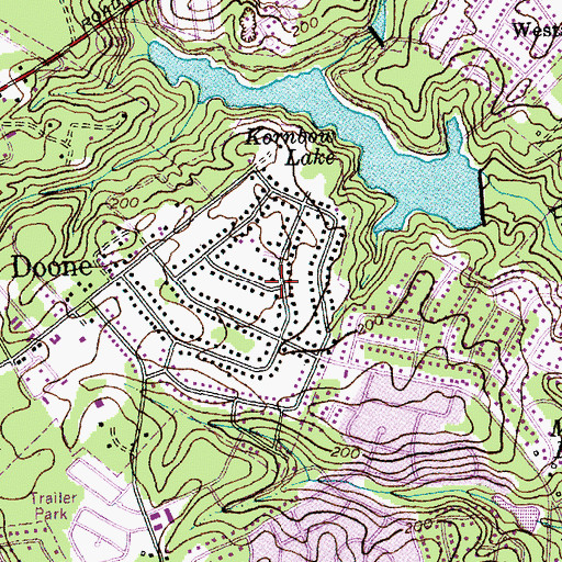 Topographic Map of Kornbow, NC