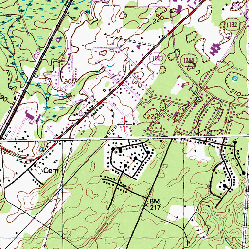 Topographic Map of Breezewood Acres, NC