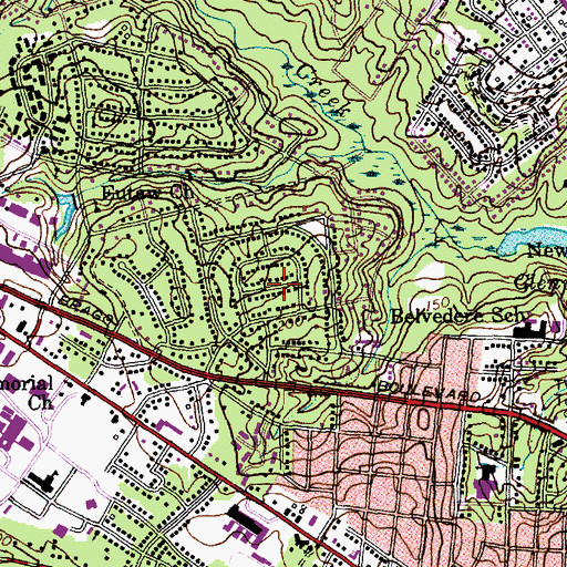 Topographic Map of Edenroc, NC