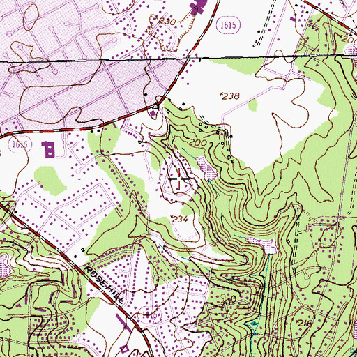 Topographic Map of Pleasant Acres, NC