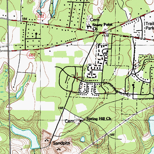 Topographic Map of Village Green, NC