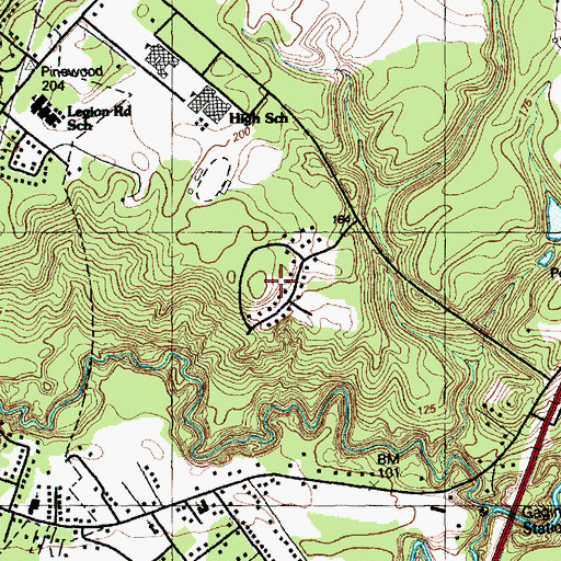 Topographic Map of Southview Townhouses, NC