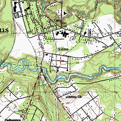 Topographic Map of Creekbend, NC
