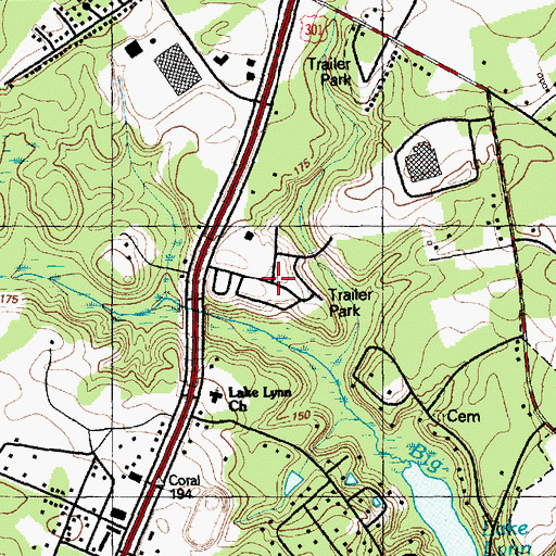 Topographic Map of Tanglewood Estates, NC