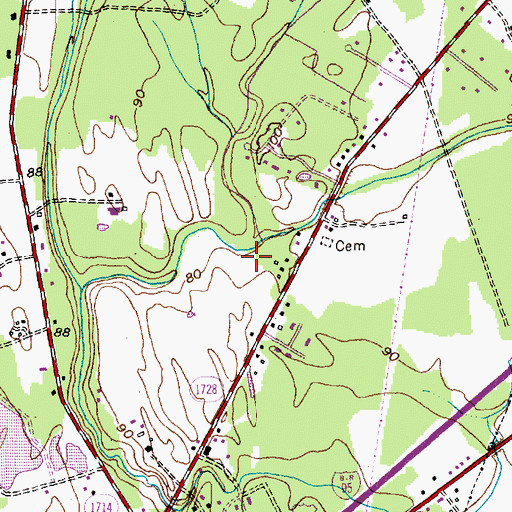 Topographic Map of Hollywood, NC