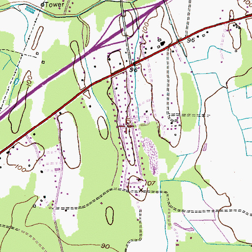 Topographic Map of Tranquil Acres, NC